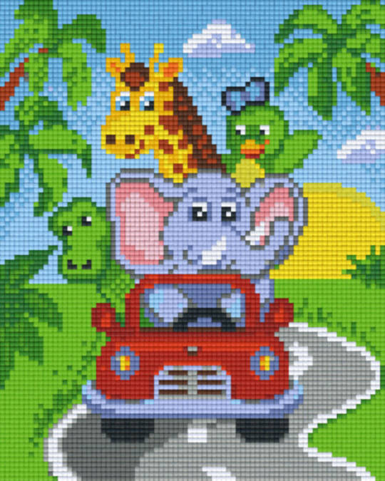 Animal Fun Four [4] Baseplate PixelHobby Mini-mosaic Art Kit